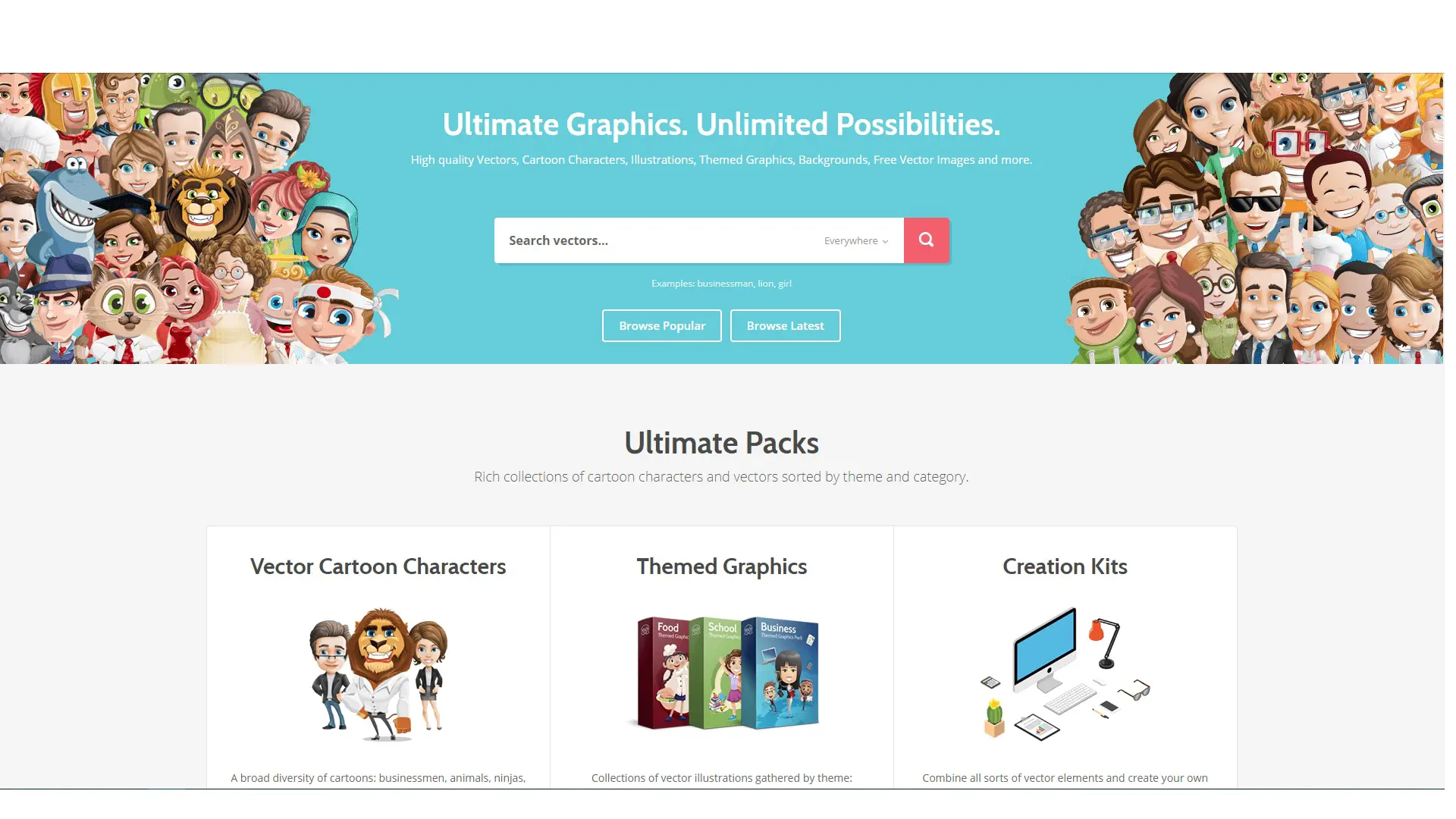 Сайт для векторных персонажей