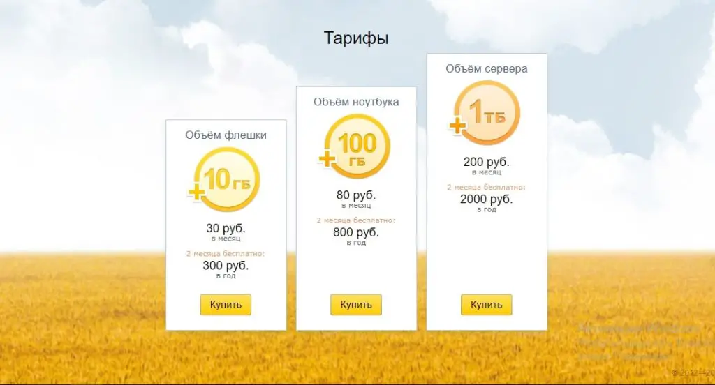 Тарифы Яндекс Диска